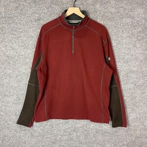 KUHL Mens XXL Red Quarter Zip Fleece Pullover Born in‎ the Mountains